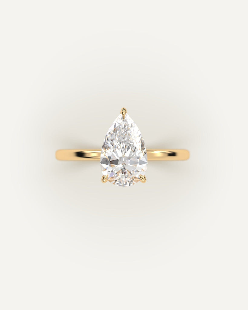 Gold Solitaire Pear Cut Diamond Ring Setting No Diamond