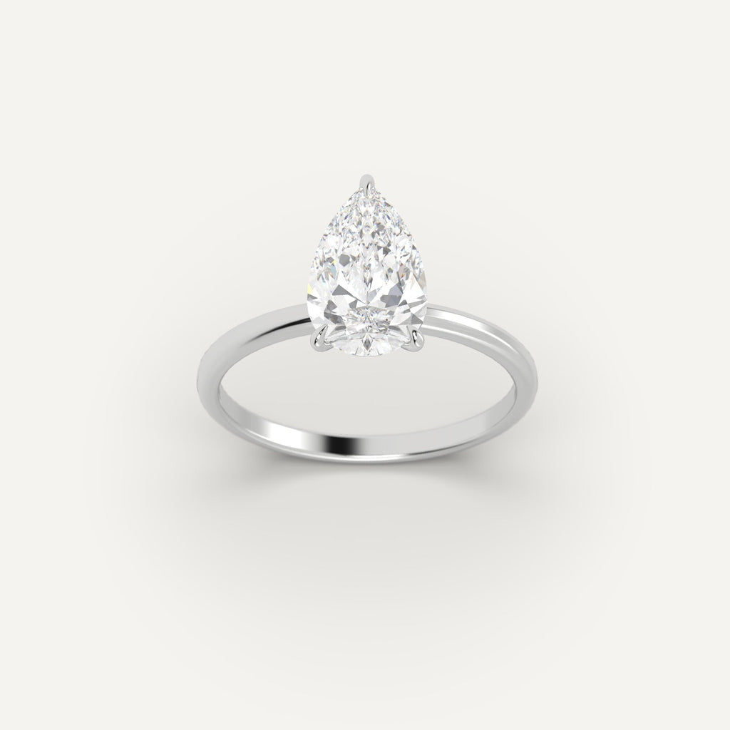 Ring Setting in 14K White Gold for 1, 2 and 3 carat Pear Diamonds
