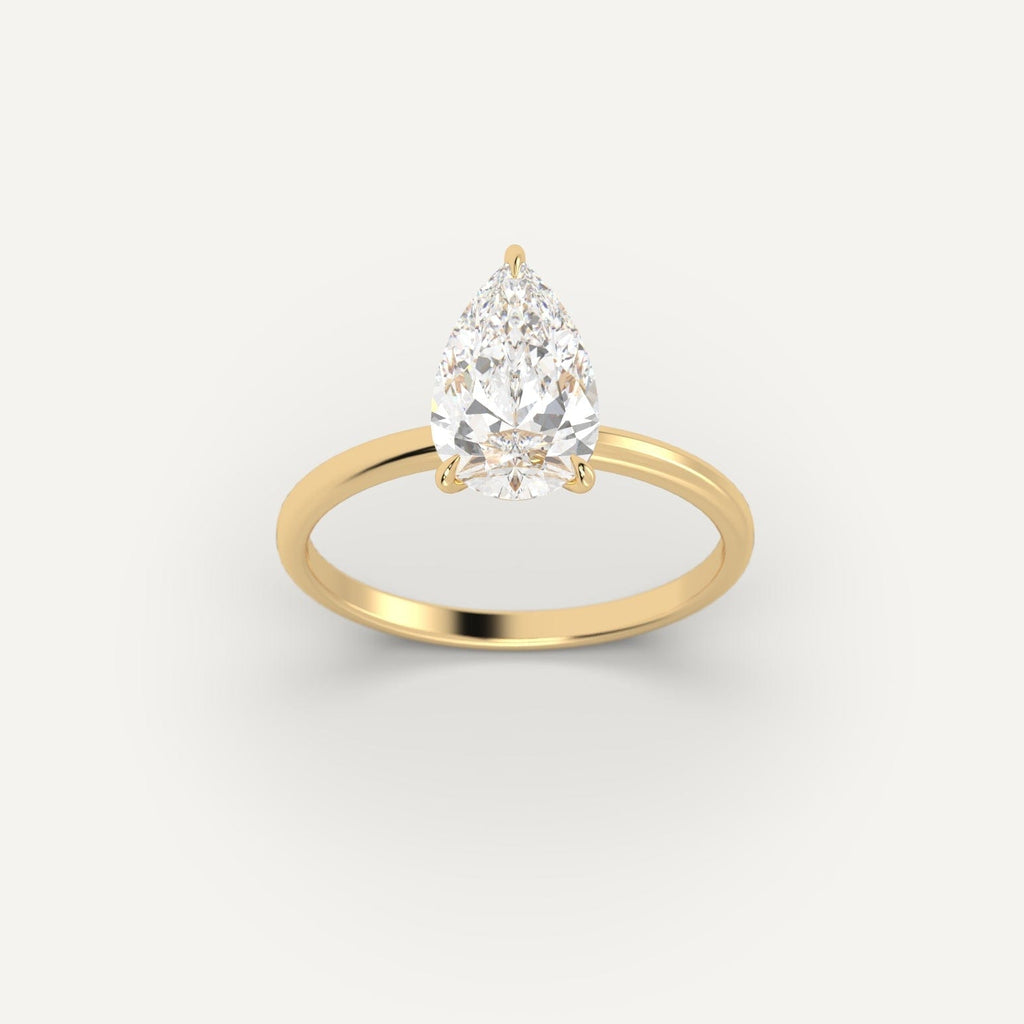 14K Yellow Gold Pear Cut Engagement Ring Setting