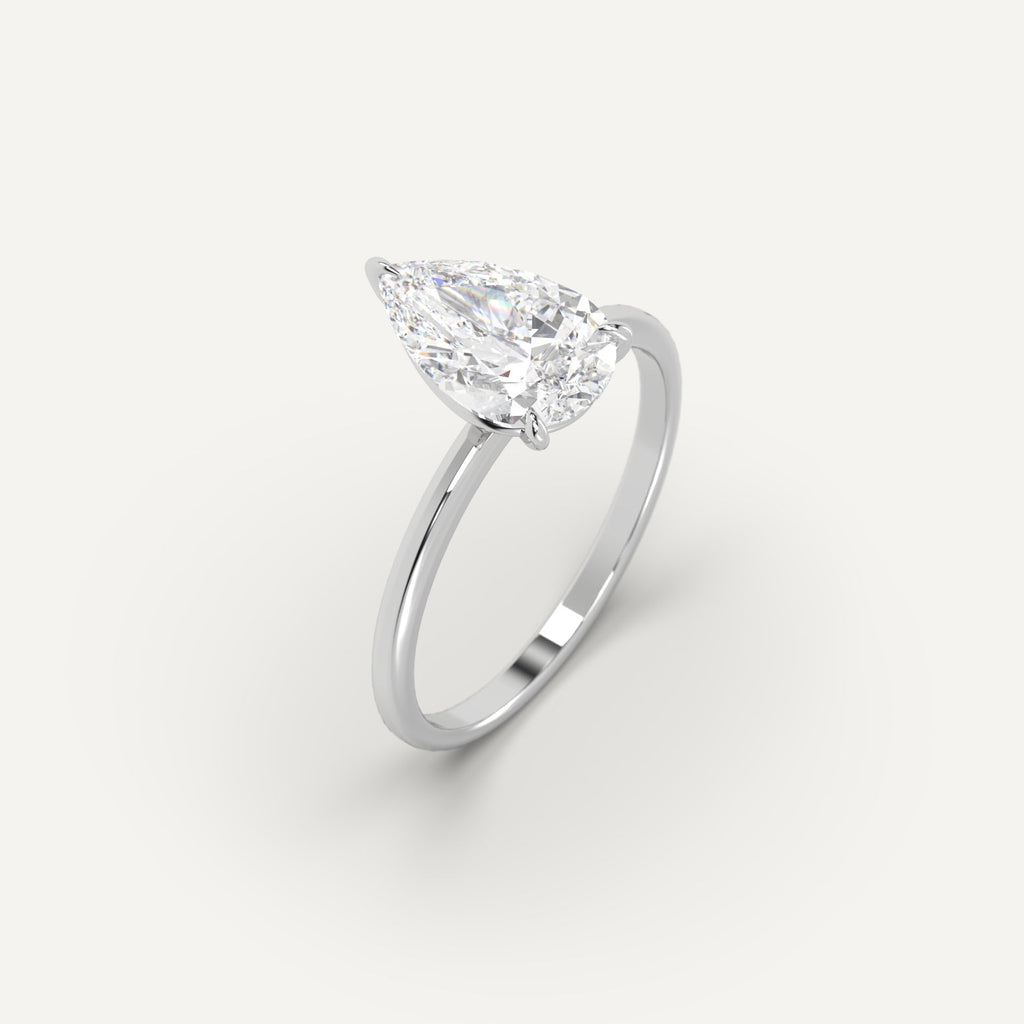White Gold Solitaire Pear Cut Diamond Ring Setting