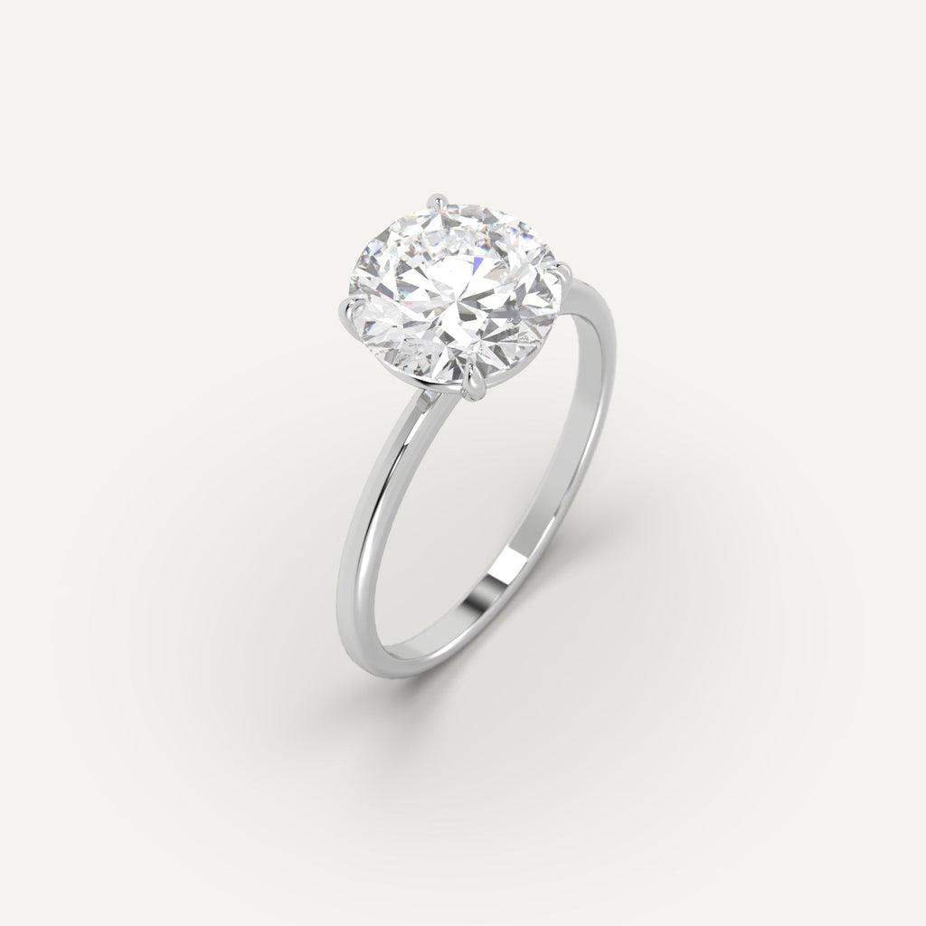 White Gold Solitaire Round Cut Diamond Ring Setting