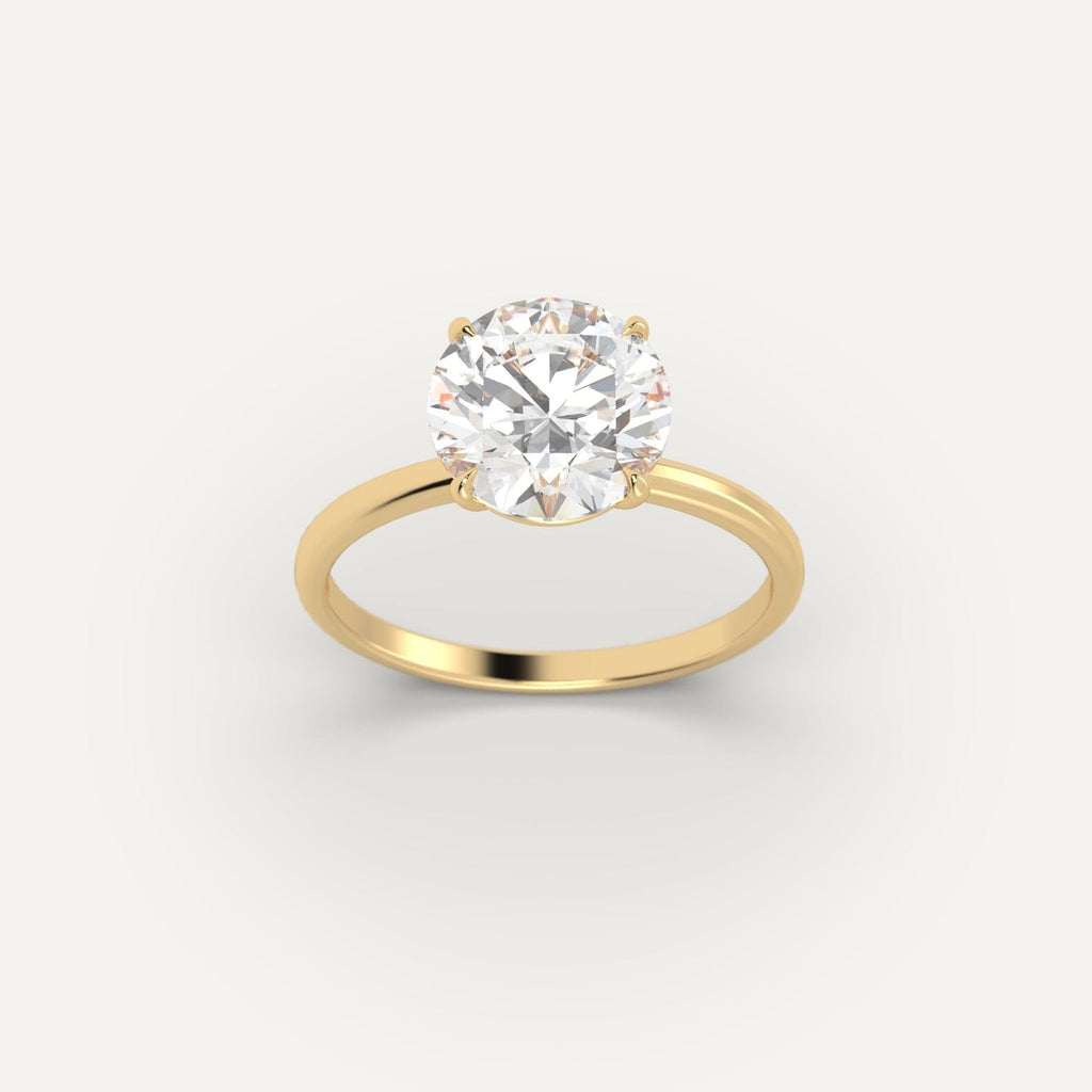 14K Yellow Gold Round Cut Engagement Ring Setting