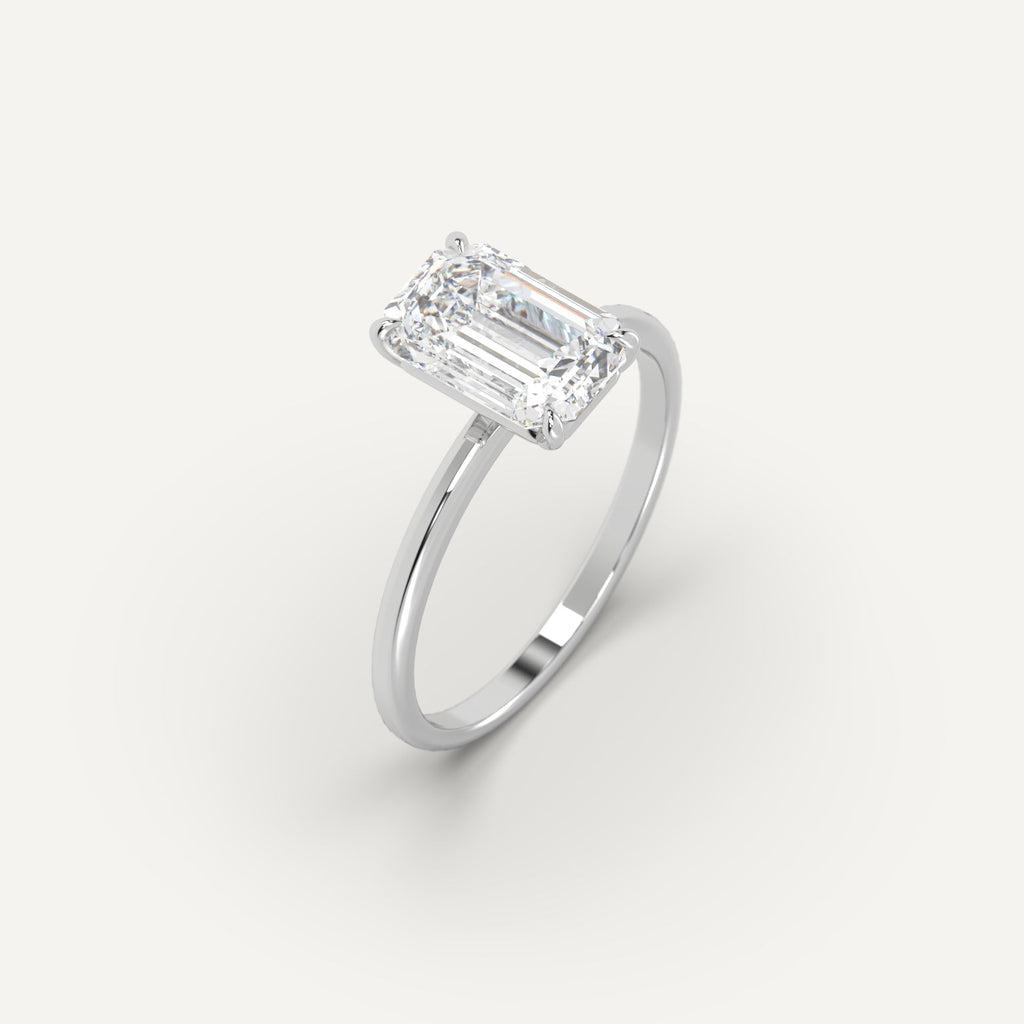 White Gold Whisper Thin Emerald Cut Diamond Ring Setting