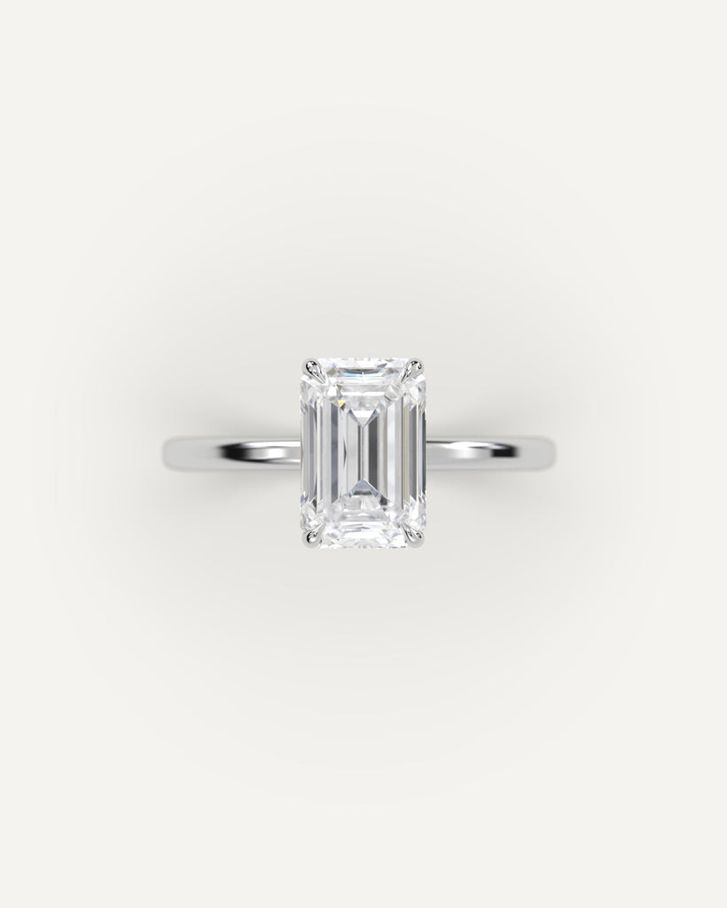 Emerald Diamond Ring Semi-Mount Platinum