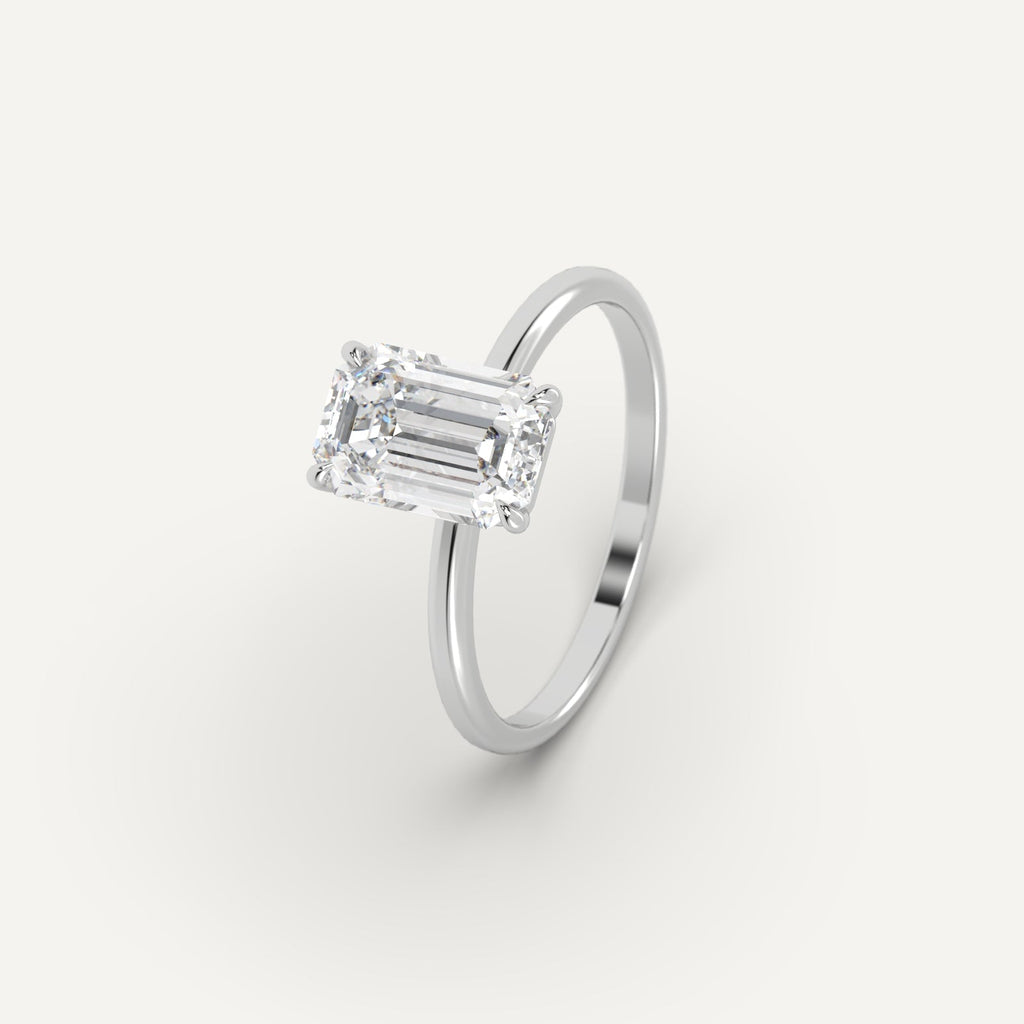 Platinum Whisper Thin Emerald Cut Diamond Ring Setting