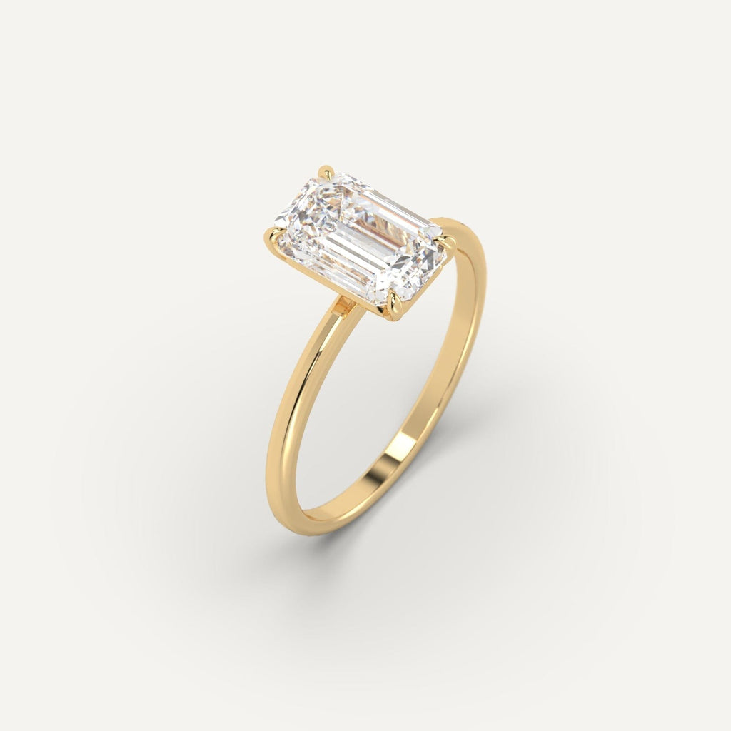 Yellow Gold Whisper Thin Emerald Cut Diamond Ring Setting