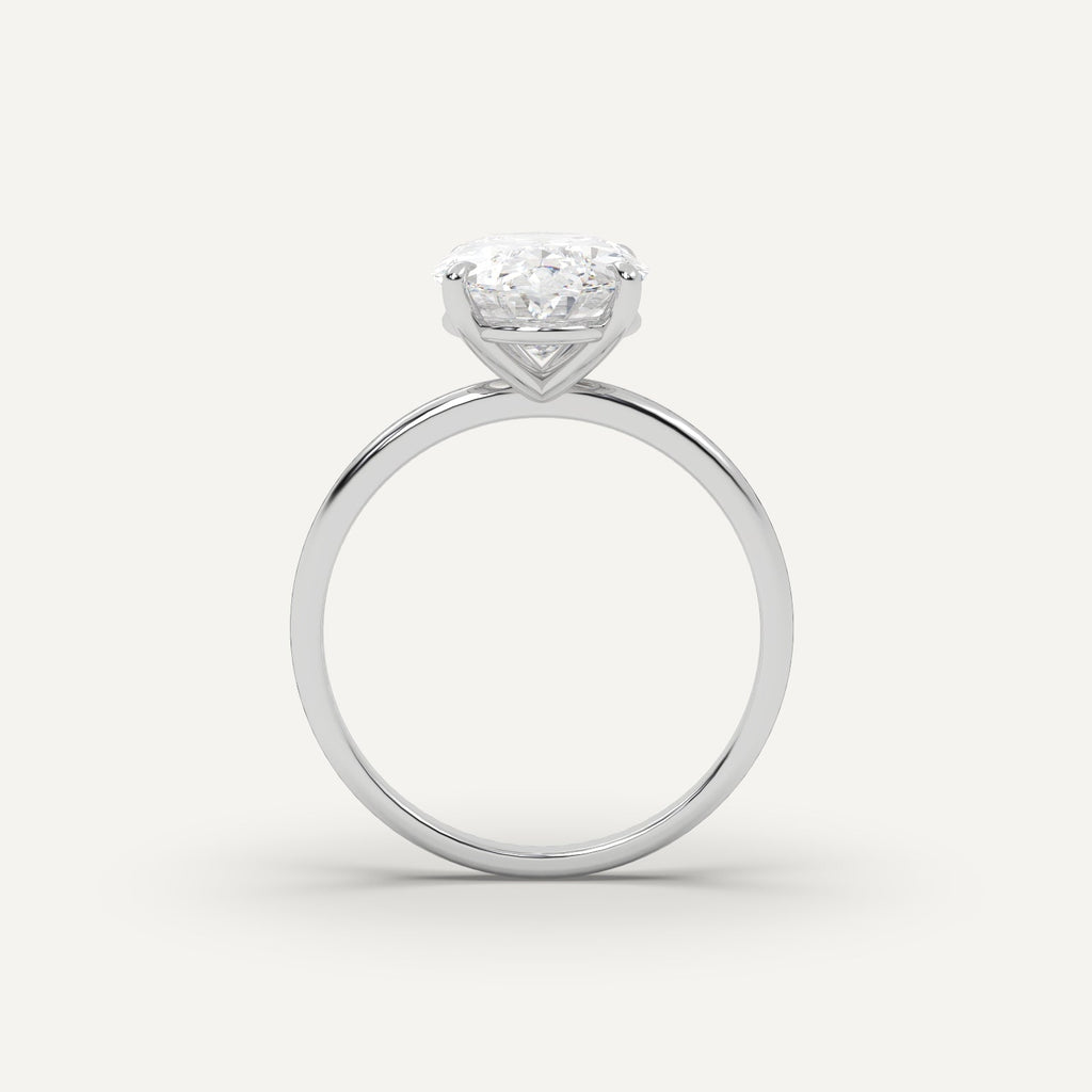 Oval Diamond Ring Semi-Mount 14K White Gold