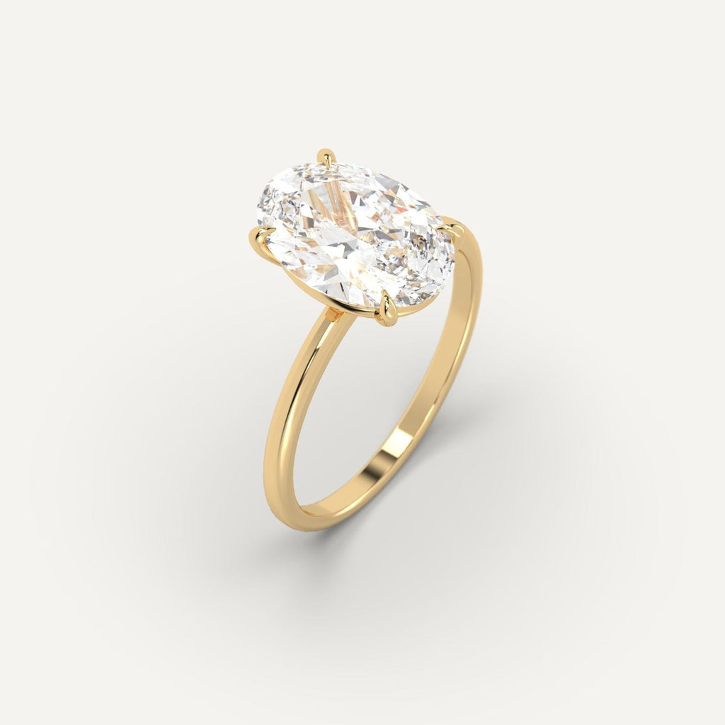 Yellow Gold Whisper Thin Oval Cut Diamond Ring Setting