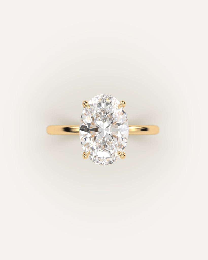 Gold Whisper Thin Oval Cut Diamond Ring Setting No Diamond